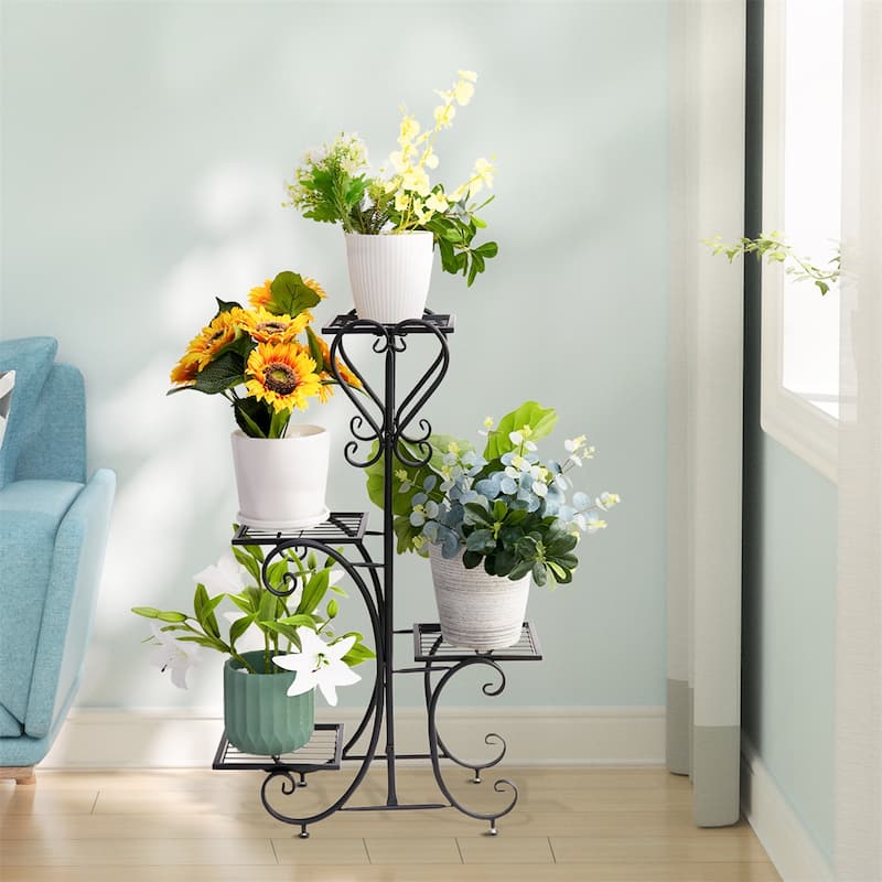 4 Tier Metal Plant Stand Flower Pot Holder Racks Shelves - L