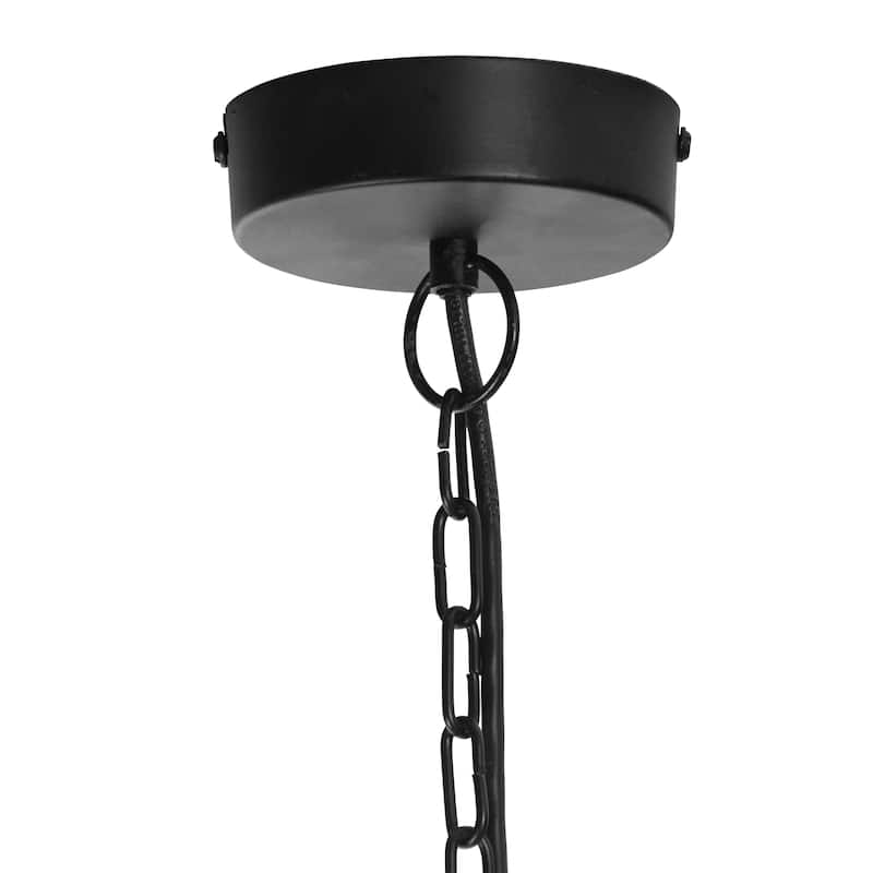 Hayden River of Goods Black and Clear Glass and Metal Pendant Light with Adjustable Hanging Cord - 14.5" x 14.5" x 13.5/72.5"