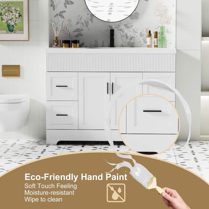 Wavy Line 30"/36"/48" Bathroom Vanity Set with Sink & Faucet