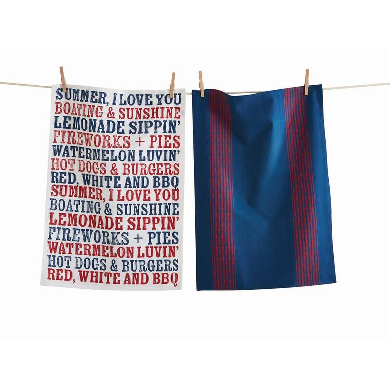 Summer I Love You Set of 2 Kitchen Towels - Multicolor Cotton Dish Towels, Machine Washable, Perfect for Summer