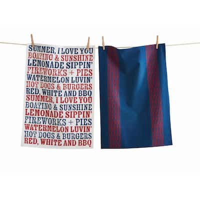Summer I Love You Set of 2 Kitchen Towels - Multicolor Cotton Dish Towels, Machine Washable, Perfect for Summer