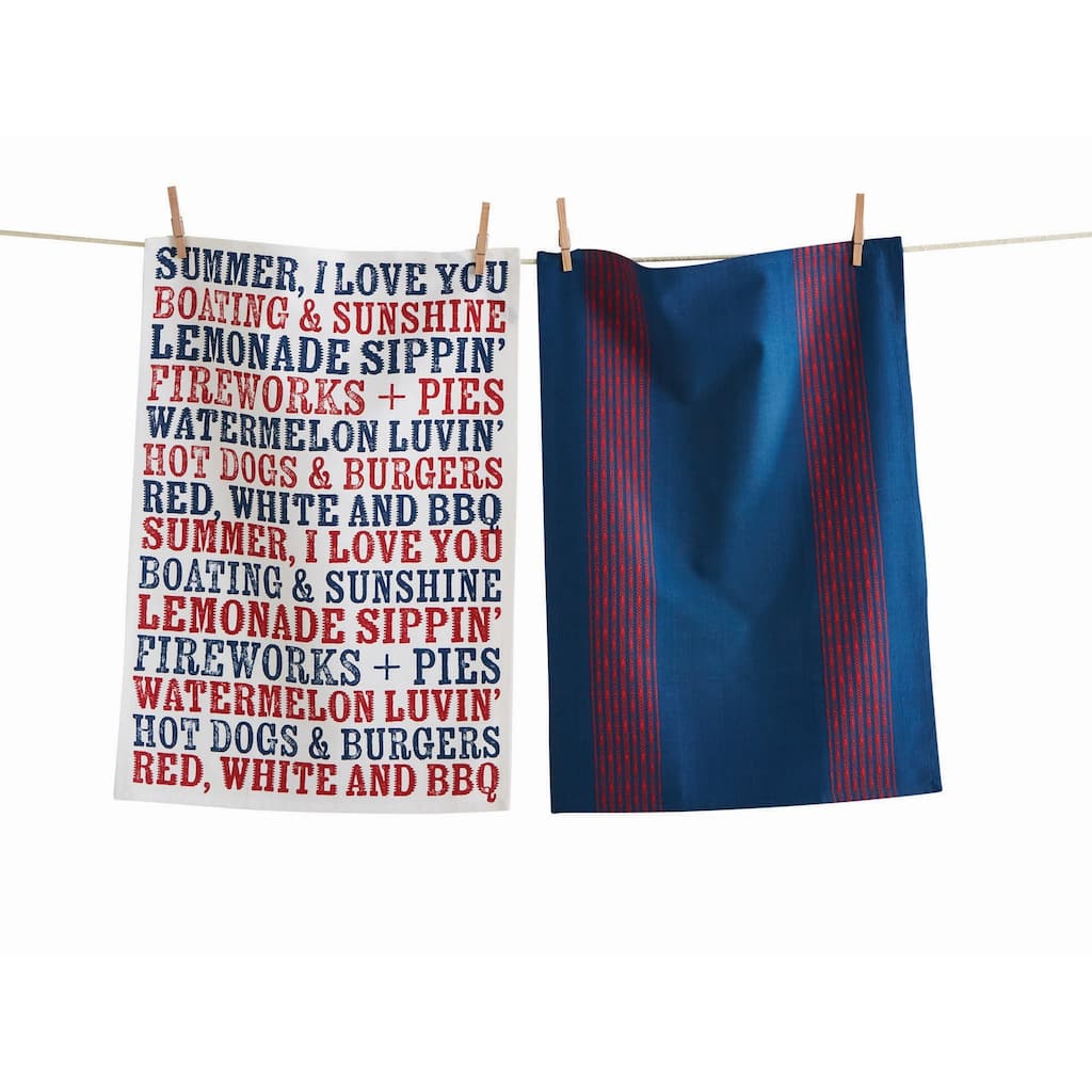 Summer I Love You Set of 2 Kitchen Towels - Multicolor Cotton Dish Towels, Machine Washable, Perfect for Summer