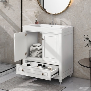 30" Bathroom Vanity with Sink Combo, Cabinet with Doors and Drawer, Faucet Not Included