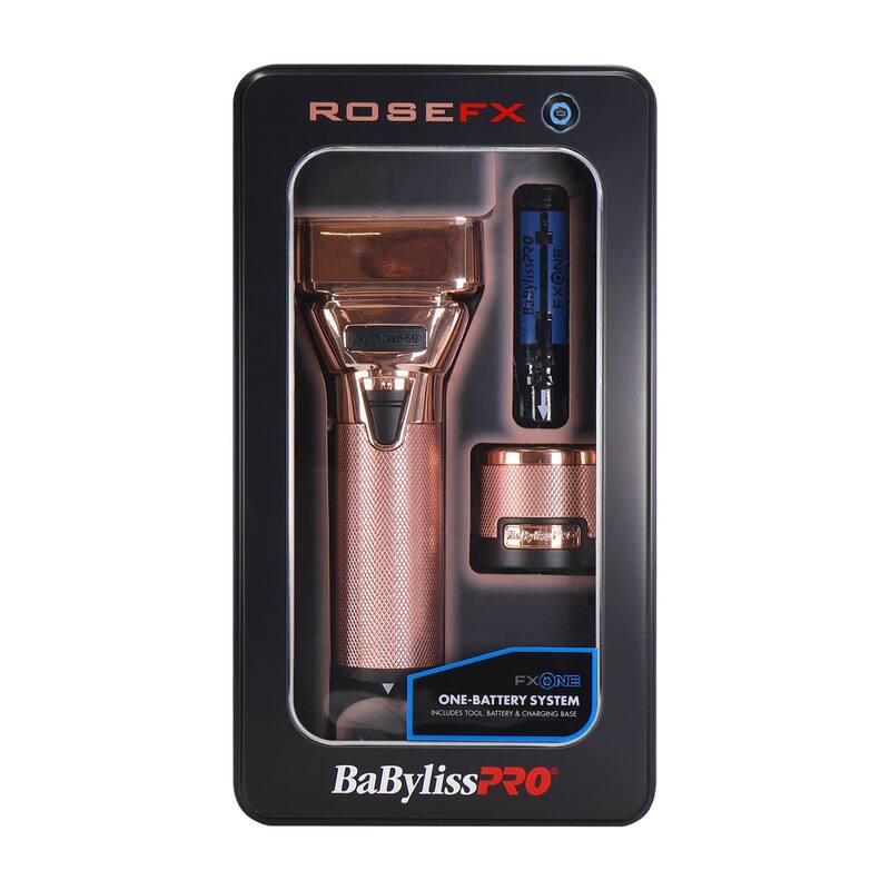 BaByliss Pro FXONE ROSEFX All-Metal Interchangeable-Battery Shaver FX79FSRG + Fade Brush + BaByliss Pro 9" Comb