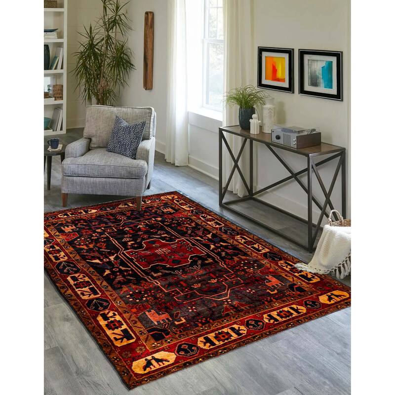 ECARPETGALLERY Hand-knotted Anadol Vintage Black, Red Wool Rug - 5'1 x 8'3