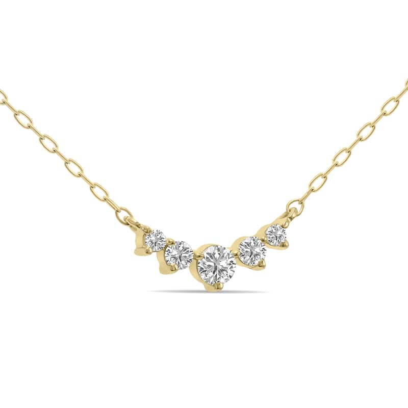 Marquee 1/4 CTW Five Stone Lab Grown Diamond Necklace in 10K Yellow Gold (F-G Color, VS1- VS2 Clarity)