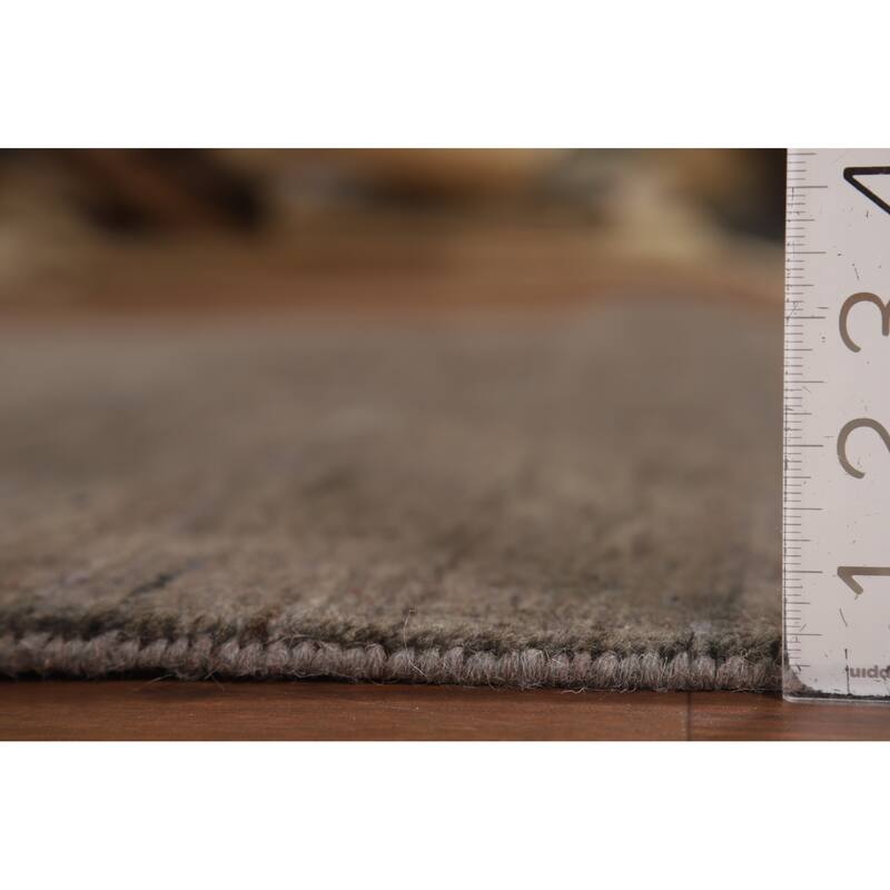 Dark Brown Gabbeh Oriental Rug Hand-Knotted Wool Carpet - 5'1" x 6'8"