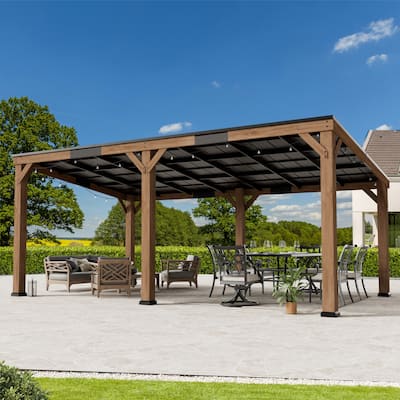Supreme Cedar Wood Gazebo 12' x 20' with Hardtop Slope Roof, Wooden Grill Gazebo with Durable and Rot-Resistant