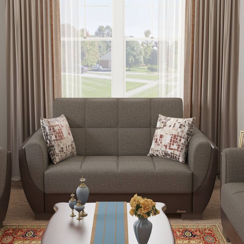 Collection Upholstered Convertible Loveseat With Storage