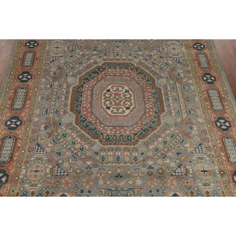 Gray Khotan Indian Area Rug Hand-Knotted Wool Carpet - 8'4" x 12'0"