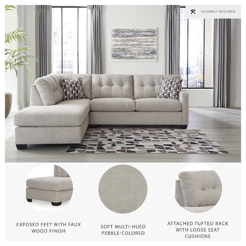 Signature Design by Ashley Mahoney 2-Piece Sleeper Sectional with Chaise - 105"W x 90"D x 37"H