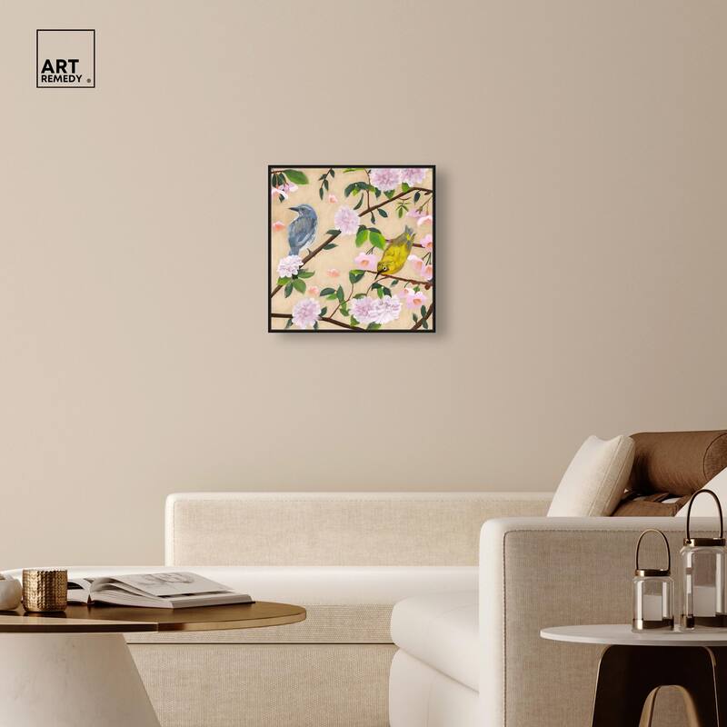 Birds Cuddle Canvas by Art Remedy