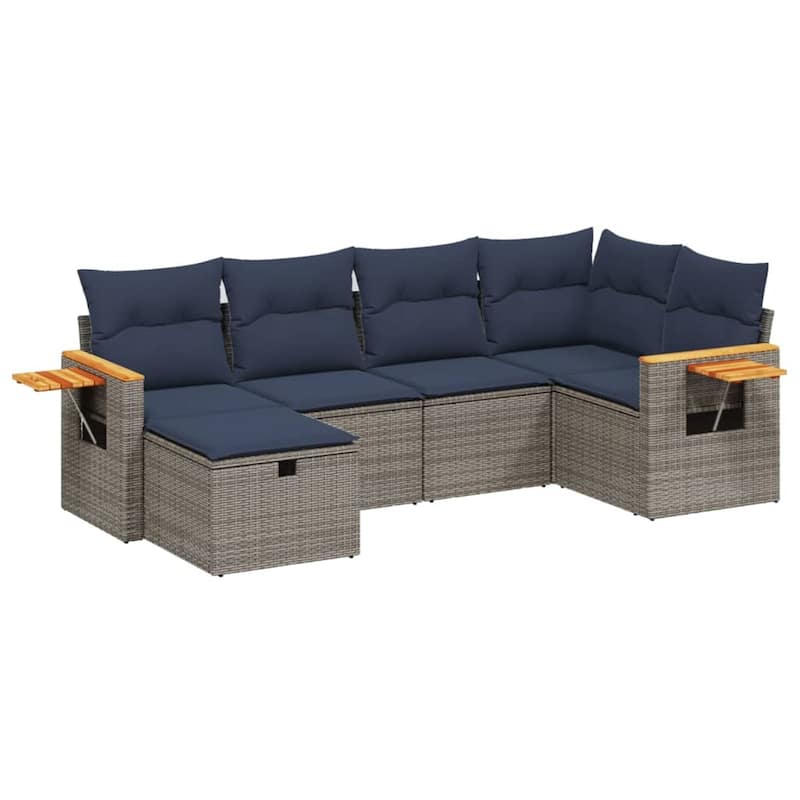 vidaXL Patio Sofa Set with Cushions Outdoor Conversation Furniture Poly Rattan
