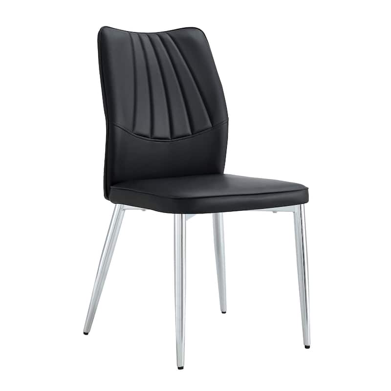 Roomfitters PU Dining Chairs with Silver Metal Legs, Mid-Century Modern Cushioned Set of 4 for Dining Room