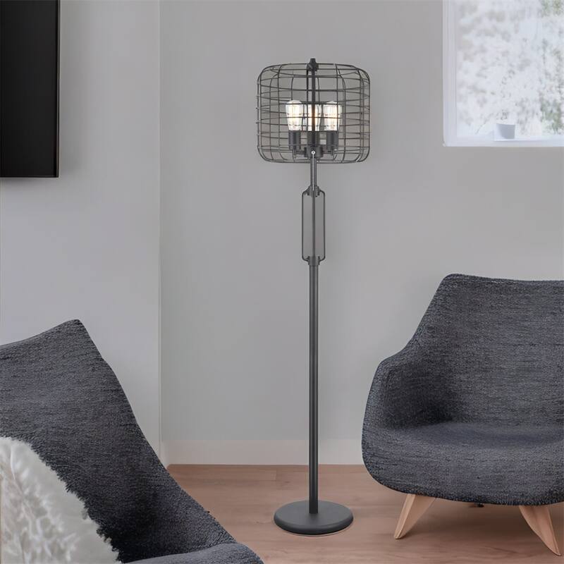 Cage Style Floor Lamp with Edison Bulb