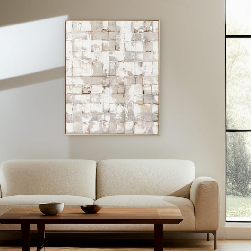 Canvas Wall Art Framed Handpainted Neutral Toned Palette - 2" Multi