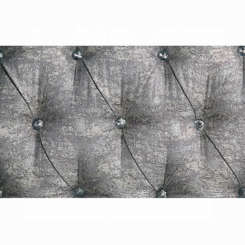 Royale Sofa, 5 Throw Pillows, Gray Fabric, Antique Bronze Wood 91 Inch