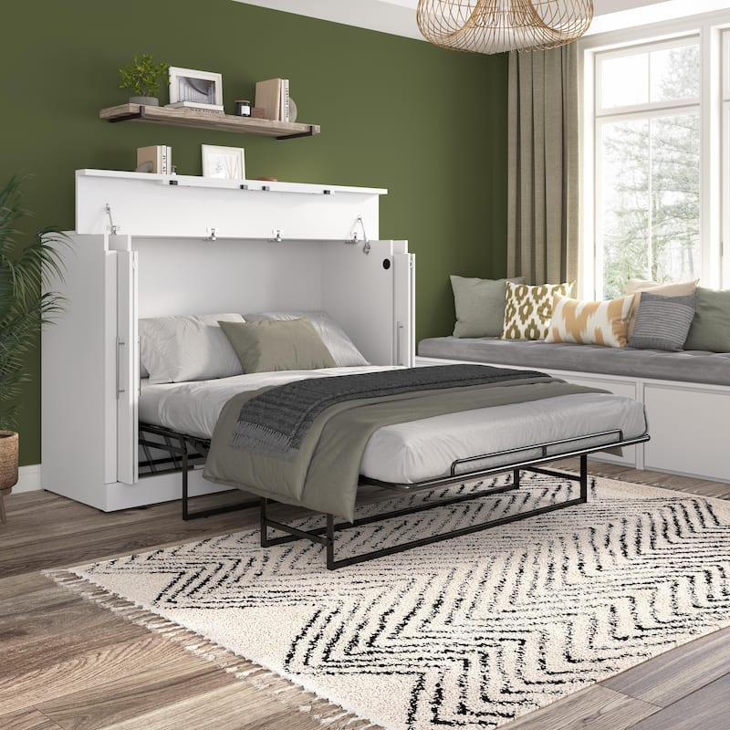 Nebula 69W Full Cabinet Bed with Mattress by Bestar - White