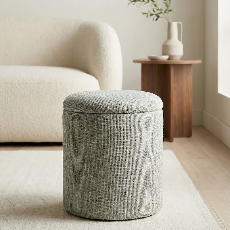Modern Fabric Round Storage Ottoman