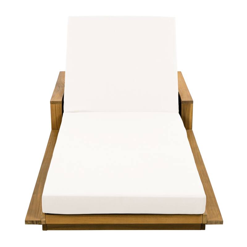 Christopher Knight Home - Modern Outdoor Solid Acacia Wood Lounge Chair with Adjustable Recline and Rope Accents - 78.94"L