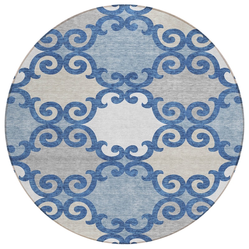 Machine Washable Indoor/ Outdoor Chantille Scroll Rug