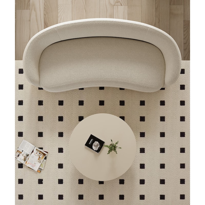 Modern Small Round Low Table Creamy White Coffee Table for Indoor Decor