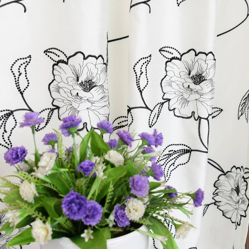 Serenta Embroidery Magnolia Curtain Panel - 54" x 96"