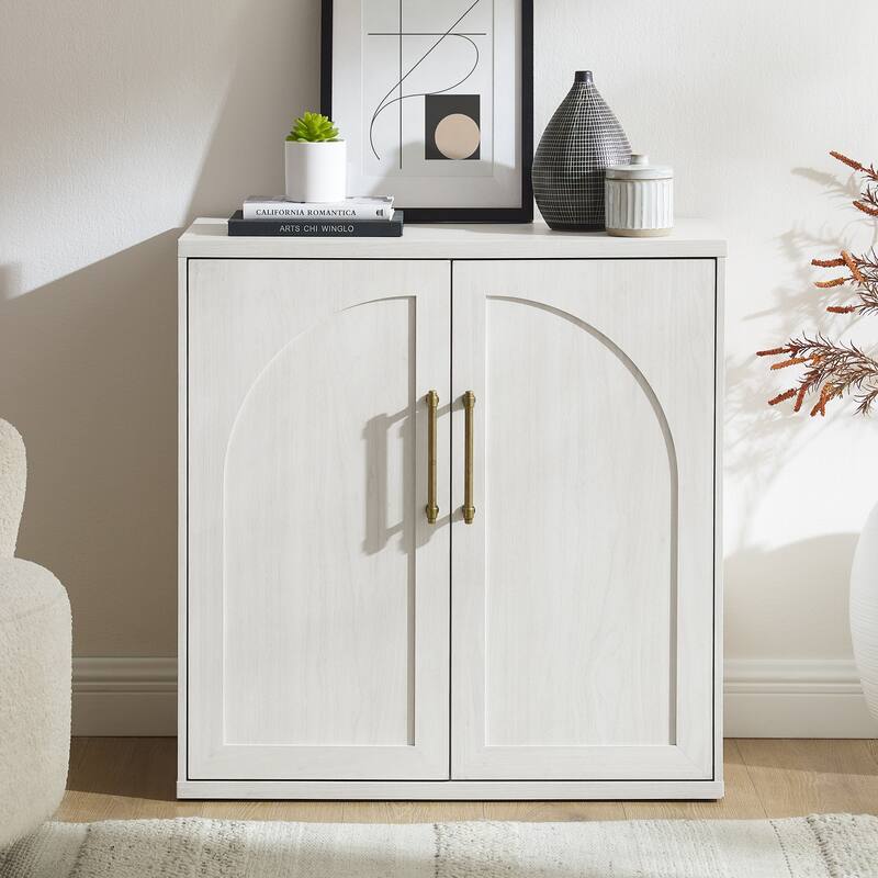 31" Modern Arched Recess Sideboard, Wood Kitchen Buffet, File Cabinet - White