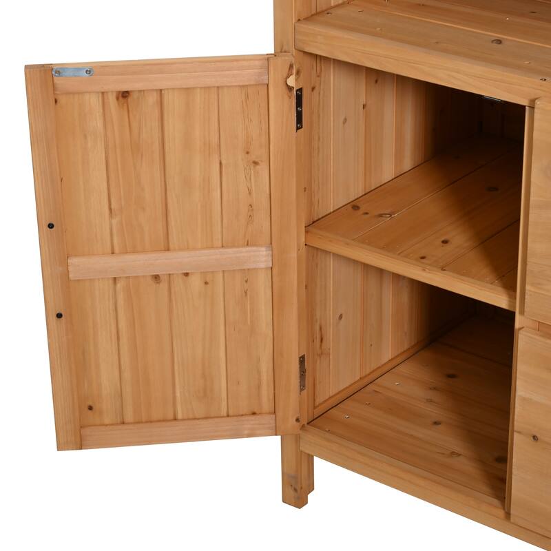 Roomfitters Outdoor Garden Potting Bench with Storage Hutch, Potting Table with Drawers and Cabinets, Shelves