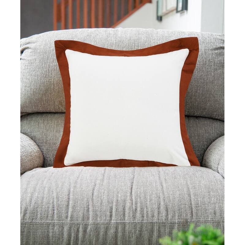 HomeRoots 20" X 20" White And Cinnamon 100% Cotton Geometric Zippered Pillow
