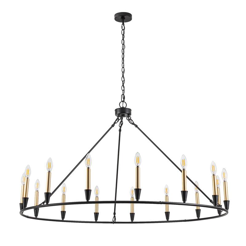 15-Light Wagon Wheel Chandelier Farmhouse Chandelier Traditional Chandelier for Dining Room - 15Light