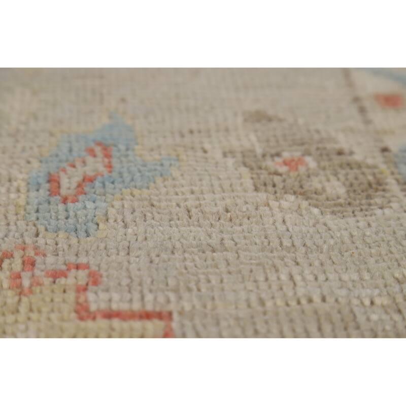 Hand Knotted Oriental 100% Wool Carpet Transitional All-Over Beige & Ivories Oushak Area Rug - 8' 11'' X 6' 0''