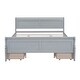 preview thumbnail 4 of 11, Queen Size Bed Frame Solid Pine Wood Construction Storage Bed Curved Legs Design Platform Bed with Headboard & 4 Drawers, Grey