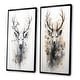 preview thumbnail 3 of 4, Designart "Black And White Deer Portrait" Deer Framed Art Set Of 2 - Animals Wall Art Set black Wall Decor 2 Pieces