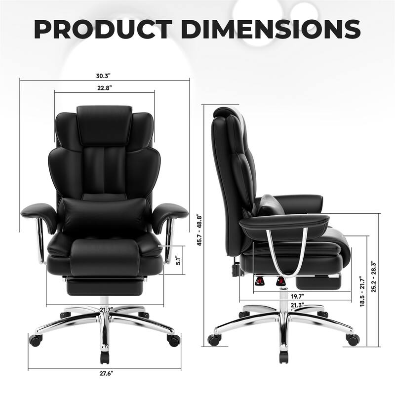 High-Back Executive Leather Chair Ergonomic Reclining Computer Desk Chair