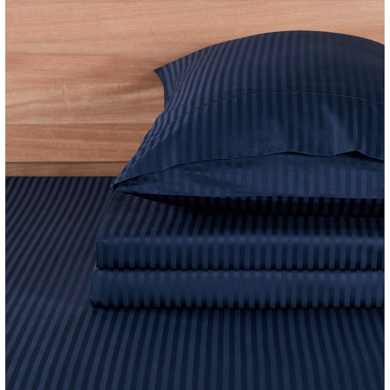 Kathy Ireland 500 Thread Count Damask Stripe Sheet Set with Optifit