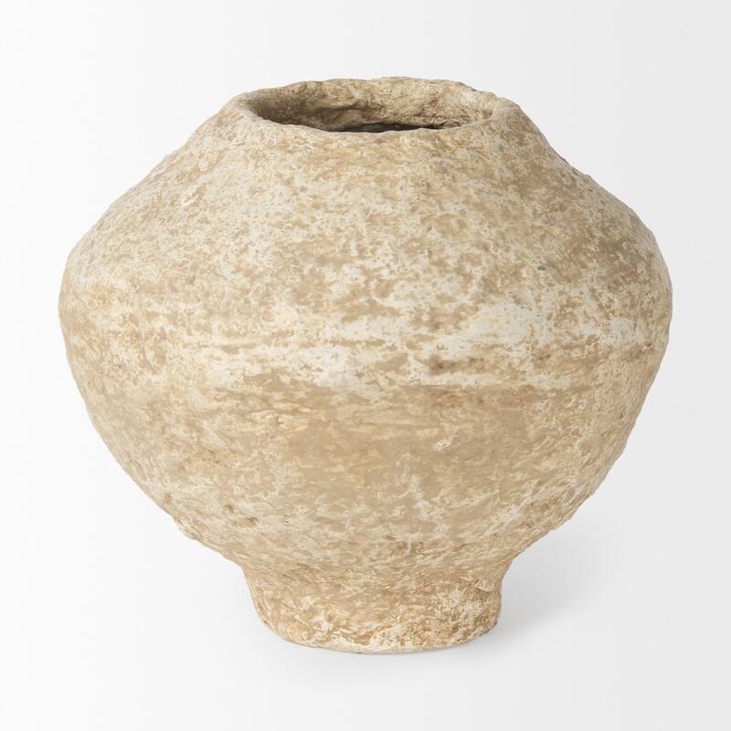 Ritu Small Beige Paper Mache Pot Vase