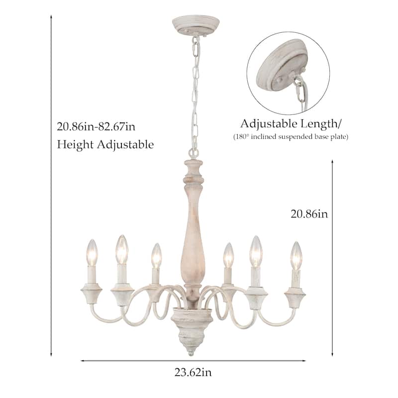 6-Light Farmhouse Branches Chandelier for Bedroom Study Dining Room