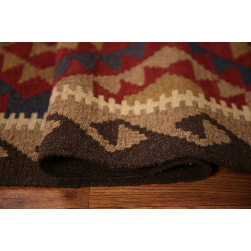 Reversible Kilim Area Rug Hand-woven Multi-Color Wool Foyer Carpet - 3'0" x 5'2"
