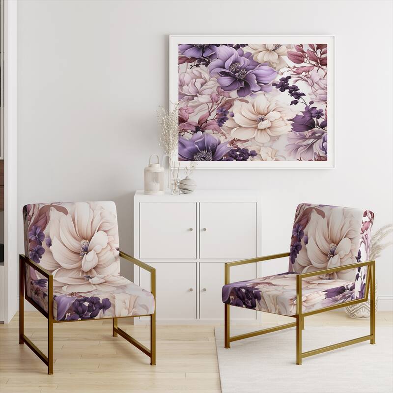 Designart "Ethereal Floral Delight Victorian Pattern III" Upholstered Floral Accent Chair and Cottage Arm Chair - Multiple Color