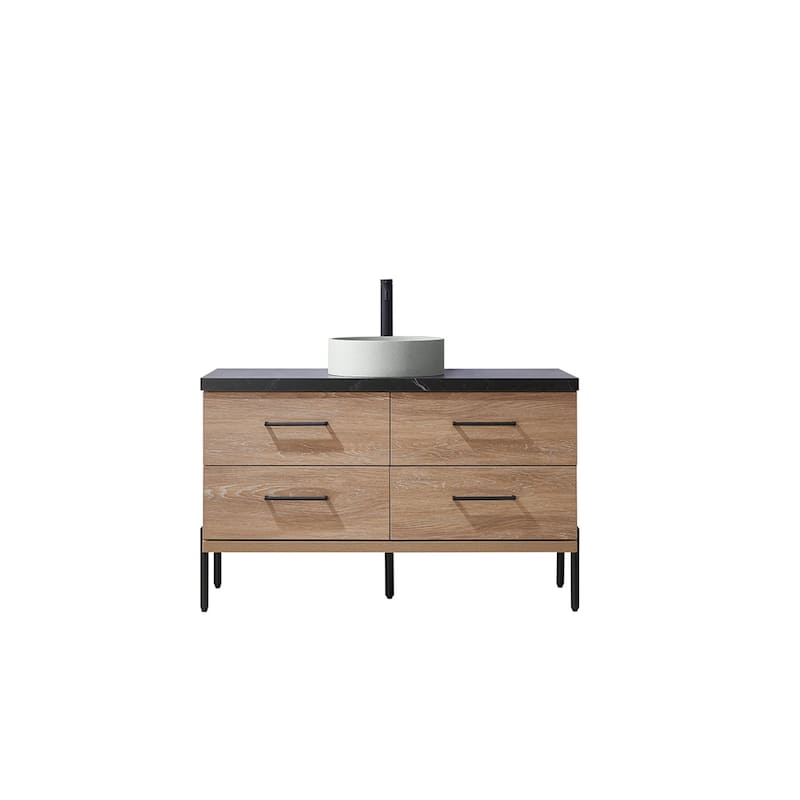 Miseno MV-NM-705148C Trento 48" Free Standing Single Basin Vanity Set - North American Oak / Black - Oak Finish