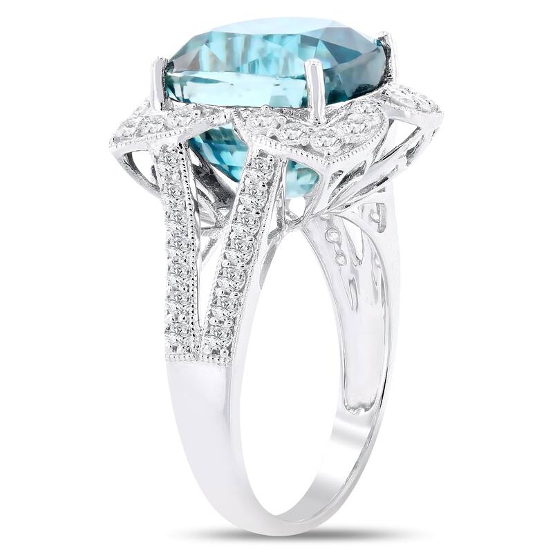 Auriya 14k White Gold 15ct Zircon and 3/4ct TDW Diamond Ring