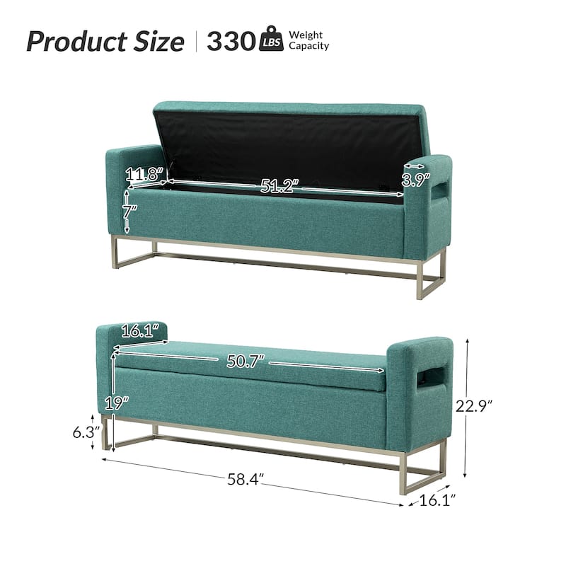 Diana Modern Upholstered Filp-Top Storage Bench with Sturdy Metal Legs