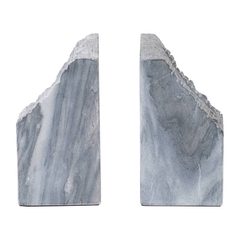 Marble, Set Of 2 7" Live Edge Bookends, Black, Novelty, 7"H, Marble - 7" x 3" x 7" - 7" x 3" x 7" - Black
