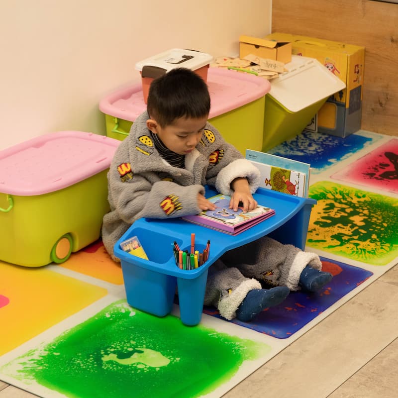 Portable Kids Lap Desk Tray, Activity Table With 3 Compartments for Art, Coloring, Writing, Eating, And Road Trips