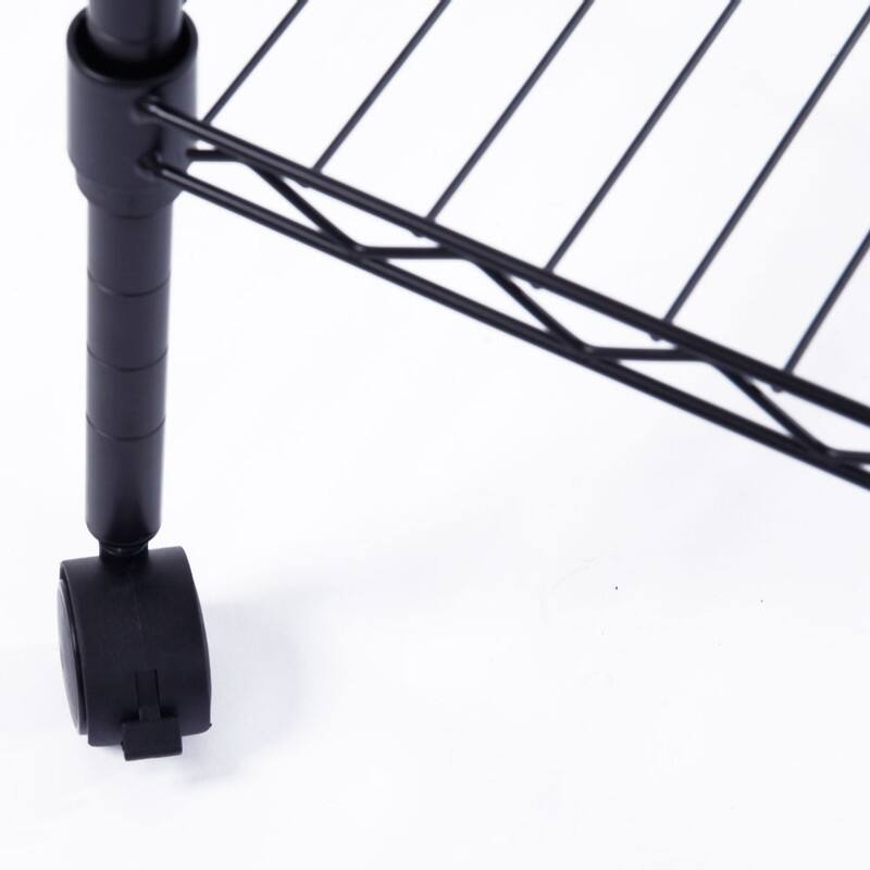 5-Layer Plastic Coated Iron Shelf with 1.5" Nylon Wheels Black