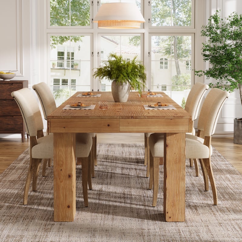 63 Inch Solid Wood Dining Table for 4-6, Rectangular Kitchen Table - 31.5" D x 62.99" W x 29.53" H