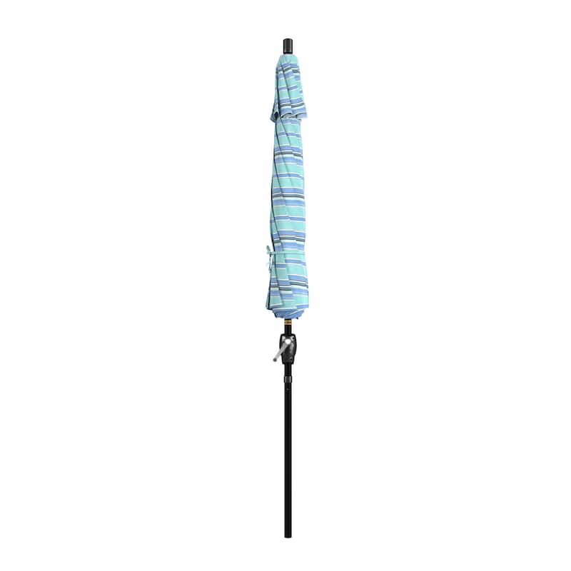 California Umbrella 9-foot Round Crank Lift, Push ButtonTilt, Black Frame Finish, Aluminum Patio Umbrella with Sunbrella Fabric
