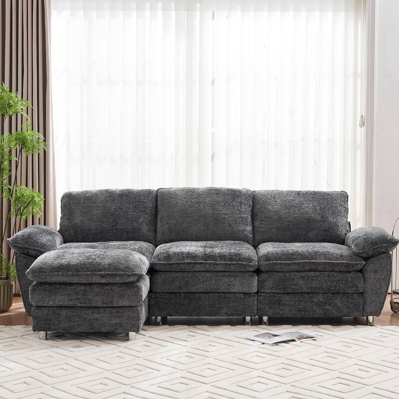 Modern Upholstered Polyester Sleeper Sofa with Ottoman