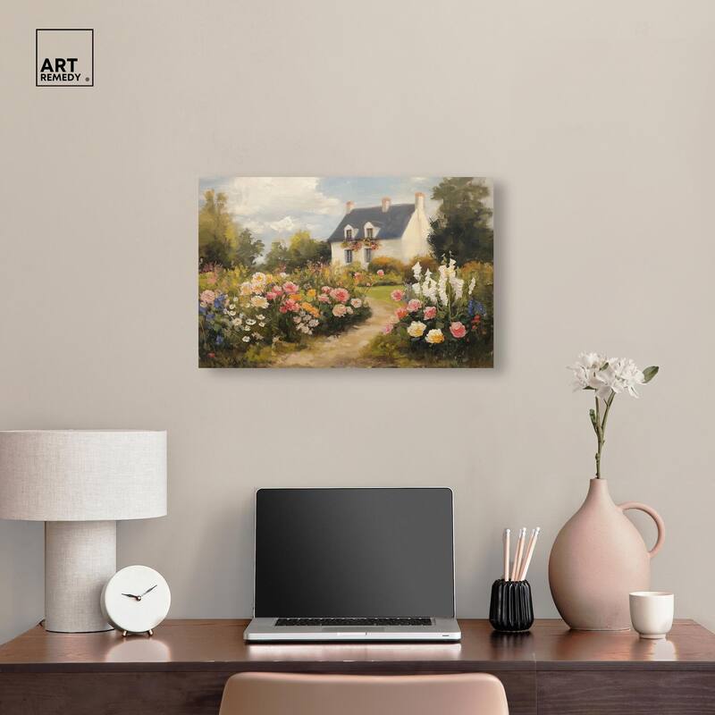 Floral Welcome Canvas by Art Remedy, Gallery Wrapped